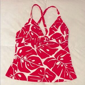 Jag Coral and White Camisole Swim Top